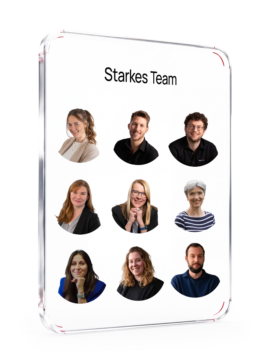 Das Team von team::mt — neun Porträts in der Glaskachel